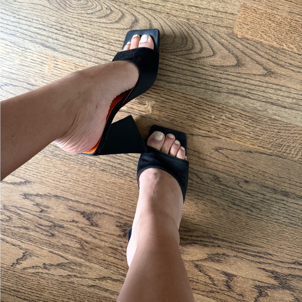 The Attico Black satin  Block Heel Mules😍 - Picture 7 of 11